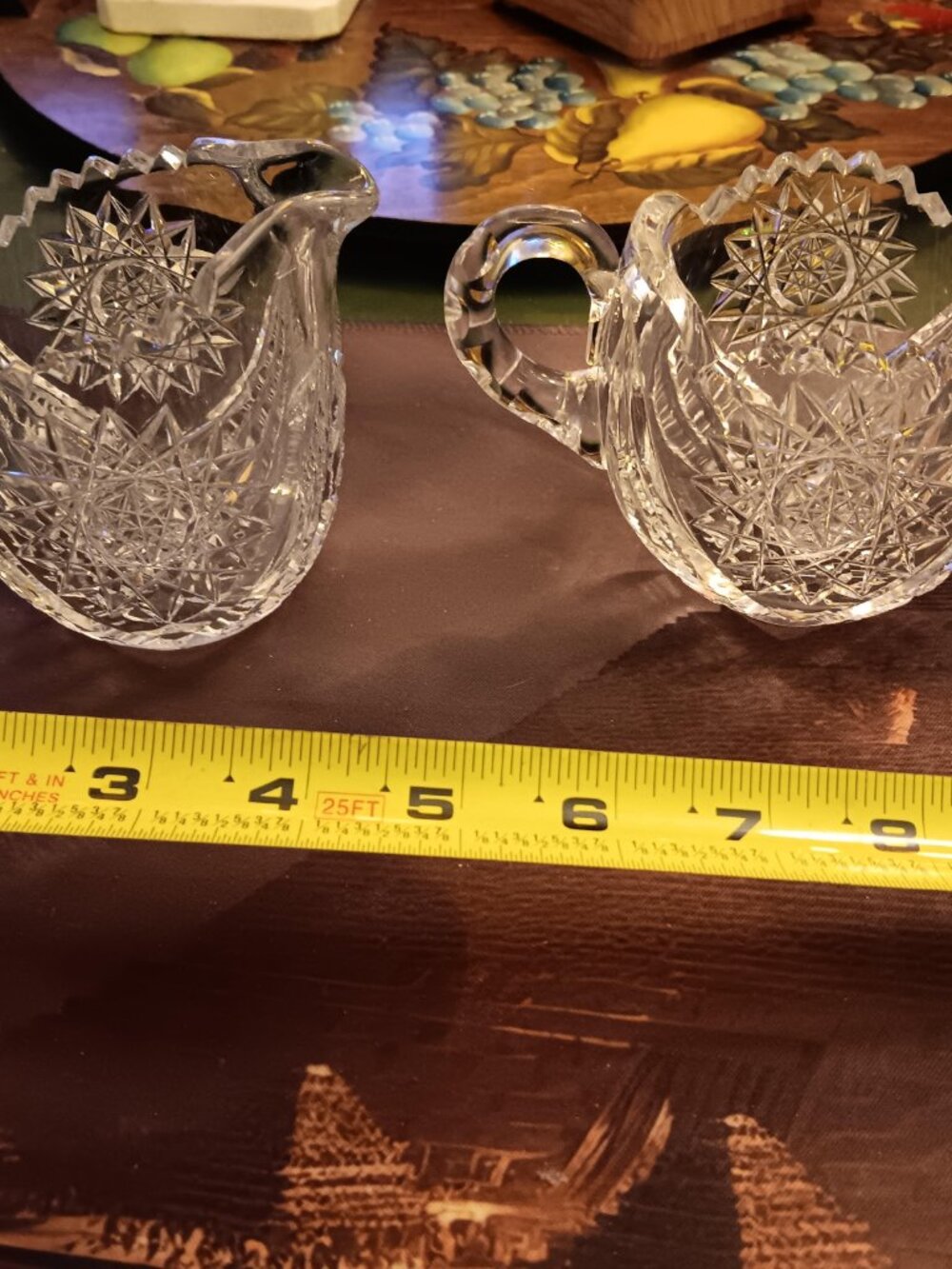 Antique American Brilliant Cut Clear Glass Creamer and Sugar Bowl Set MINT!RARE!